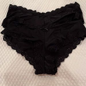 Victoria’s Secret 2 Silky Lace Cheeky Panties Black size Large